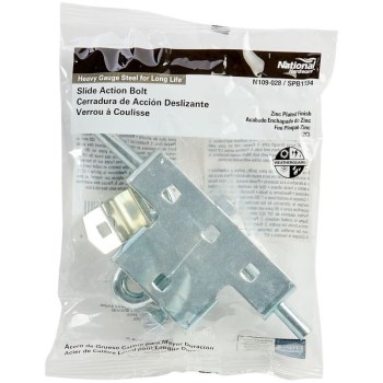 Sliding Bolt Latch, Zinc ~ 5.9" × 4.3" × 1.1"