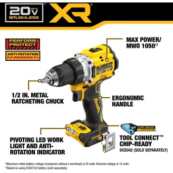 DeWalt 20V MAX XR Brushless 1/2" Drill/Driver, Bare