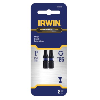 Irwin Impact Performance T25 Torx Insert Bit   1", 2pk