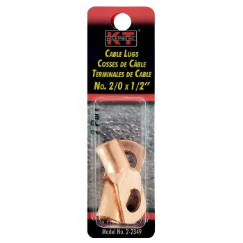K-T Industries Copper Cable Lug - 2/0 AWG x 1/2", 2pk