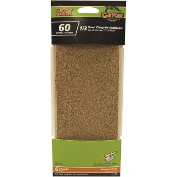 Gator Aluminum Oxide 1/3 Sheet Sandpaper - 60 Grit, 6-Pack