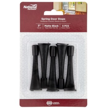 Spring Door Stop, Matte Black - 3"