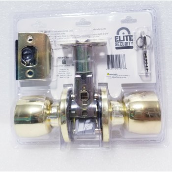 Elite Security Entry Ball Knob, Polished Brass - 2pk