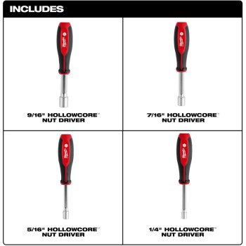 SAE Hollowcore Nut Driver Set - 4pc