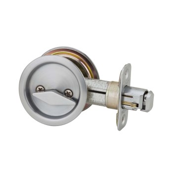 Kwikset Round Pocket Door Privacy Lock - Satin Chrome