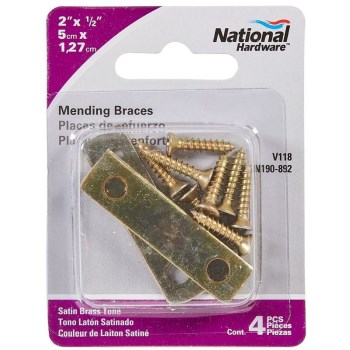 Brass Finish Mending Brace ~ 2" x 1/2"