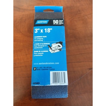 Norton Sanding Belt, Aluminum Oxide - 3" x 18", 50 Grit, 2pk