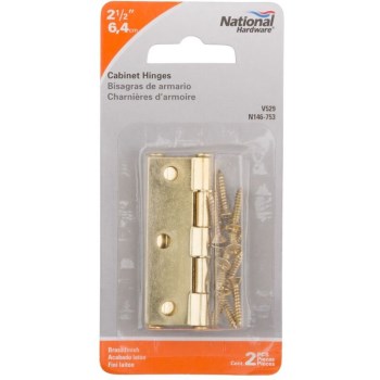 Cabinet Hinge, Brass Finish ~ 2.5"