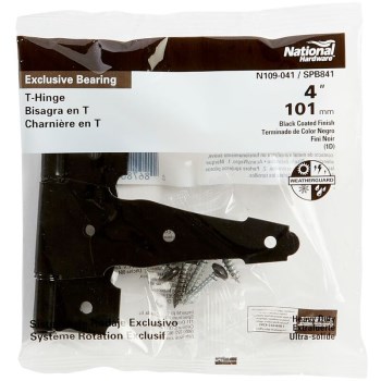 Ornamental/Reversible T Hinge, Black ~ 4"