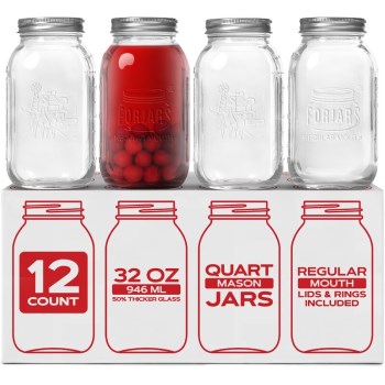 Forjars Regular Mouth Mason Jars, 32 oz 