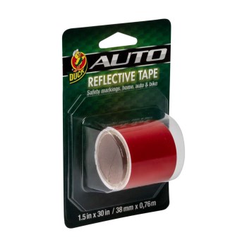 Duck Brand Reflective Safety Tape, Red 1-1/2" x 30"