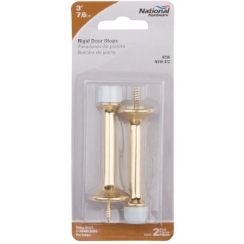 Heavy Duty Rigid Door Stop, Brass Finish ~ 3"