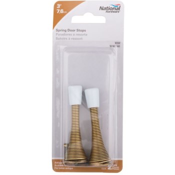 Spring Door Stop, Antique Brass Finish ~ 3"