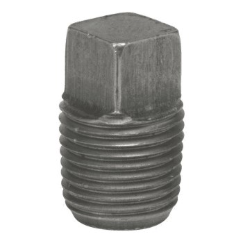 Square Head Plug, Black Steel - 1/4"