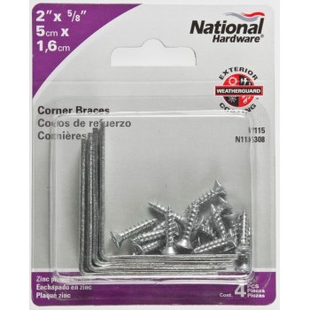 Zinc Corner Brace, Visual Pack 115  2 x 5/8 inches