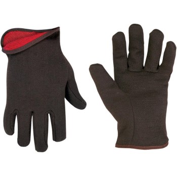 Gloves ~ Lined Brown Jersey/Large