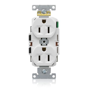 Leviton Lever Edge Commercial Duplex Receptacle, White - 15 Amp