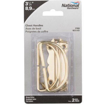 Chest Handle, Bright Brass Finish ~ 3 1/2"