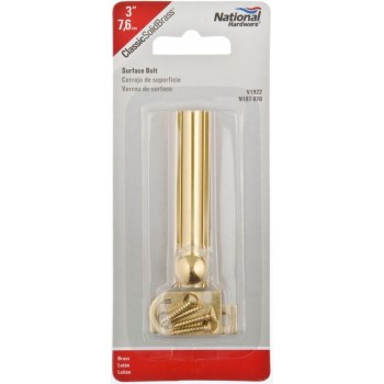 SolidBrass /Pb Surface Bolt, Visual Pack 1922 3 inches 