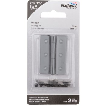 Broad Decorative Hinges, Oil Rub'd Bronze Finish ~  2" x 1 3/8"