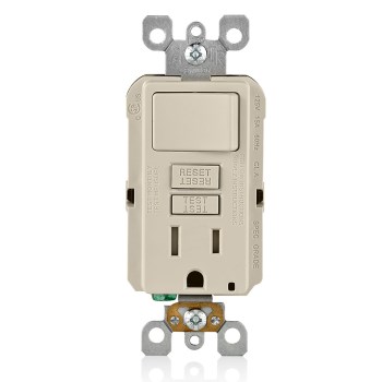 GFCI with Switch, Tamper Resistant - 15 Amp, Light Almond