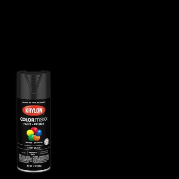 Krylon COLORmaxx Spray Paint, Satin Black - 12 oz