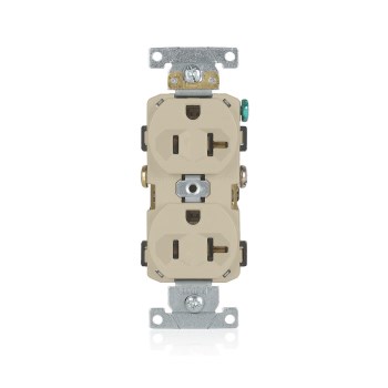 Commercial Duplex Outlet, Ivory - 20 Amp