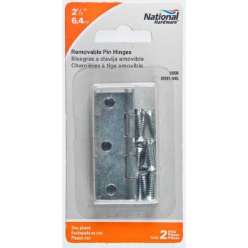 Narrow Utility Removable  Pin Hinge,  Zinc Plated Finish ~ 2-1/2" 