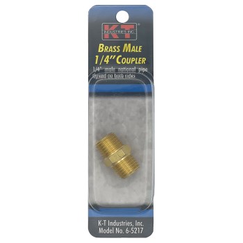 Brass Male Coupler - 1/4" NPT x 1/4" NPT