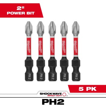 Milwaukee Shockwave Phillips #2 Power Bit - 2", 5pk
