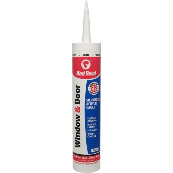 Siliconized Acrylic Window & Door Caulk,  White ~  10.1 oz Tube