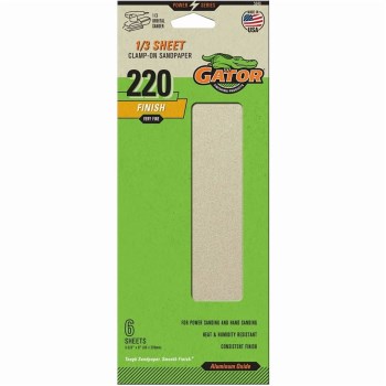 Gator Aluminum Oxide 1/3 Sheet Sandpaper - 220 Grit, 6-Pack