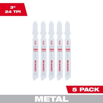 Milwaukee T-Shank Jigsaw Blade - 3" x 24 TPI, 5pk
