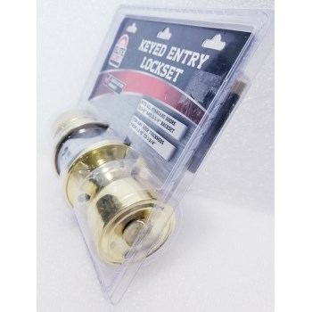 Elite Security Entry Ball Knob, Polished Brass - 2pk