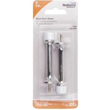 Heavy Duty Rigid Door Stop, Satin Chrome Finish ~ 3"