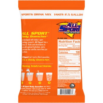 All Sport Electrolyte Drink Powder, Orange - 2.5 Gal