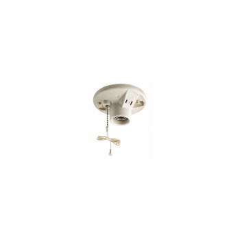 Lampholder with Side Outlet, Pull Chain - 15 Amp, White