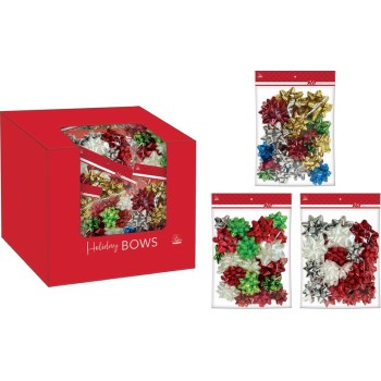 Santa's Forest Christmas Bow Bag, Assorted Colors - 36ct