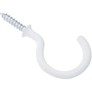 Cup Hook, White - 1-1/2", 2pk
