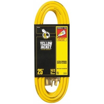 Yellow Jacket Extension Cord, 14/3 SJTW - 25 Ft