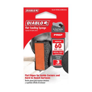 Diablo Flat Edge Sanding Sponge, 60 Grit - 3pk