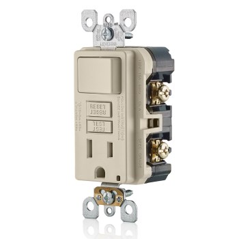 GFCI with Switch, Tamper Resistant - 15 Amp, Light Almond