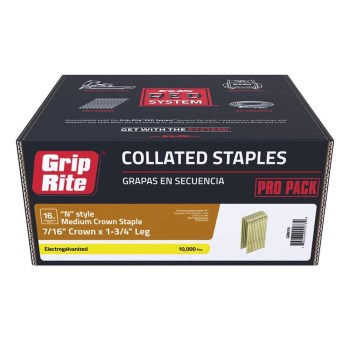 N Style Crown Staple, 16 GA. - 7/16" x 1-3/4"