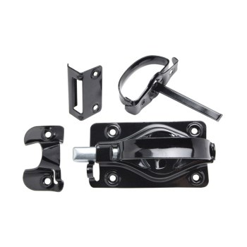 Whitcom Brand Barn Door Latch,  Black Satin Enamel Finish  ~  Approx 5" x 2-5/8" 
