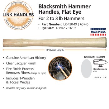 Blacksmith/Engineer Hammer Replacement Handle - 14"