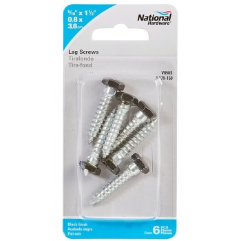 Black Lag Screw ~ 5/16"  x  1 1/2" 