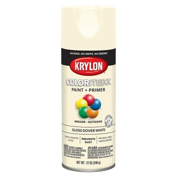 Krylon COLORmaxx Spray Paint, Gloss Dover White - 12 oz