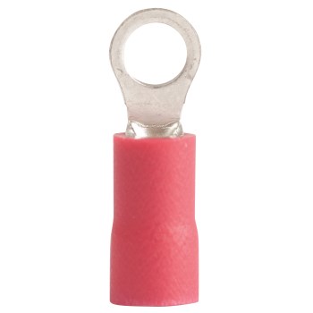 Vinyl Ring Terminal, Red 22-18 AWG - #4-6 Stud, 22pk