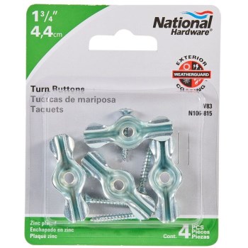 Zinc Plated Turn Buttons,   1 3/4"