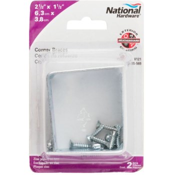 Corner Brace, Zinc Double Wide ~ 2.5" x 1.5" x .07"